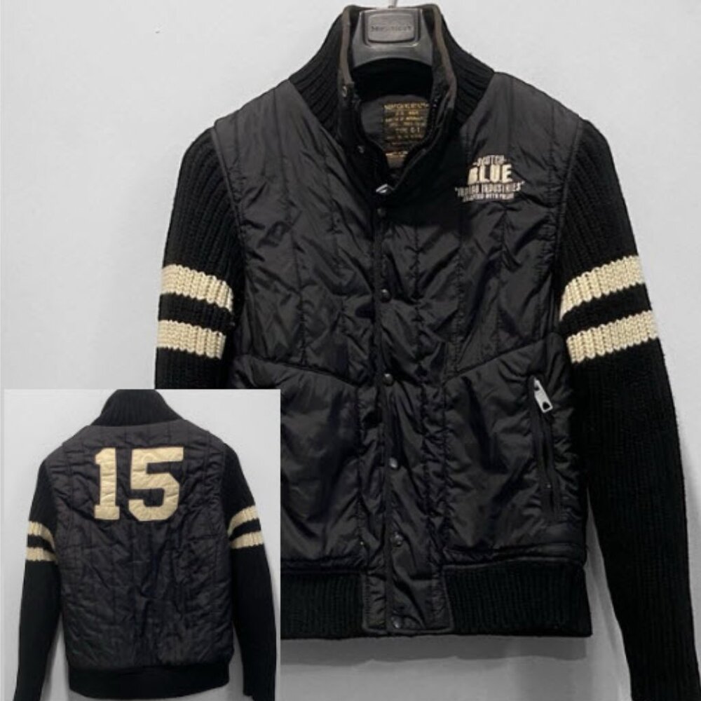 Scotch Vintage Black and Cream Bomber Jacket Size small